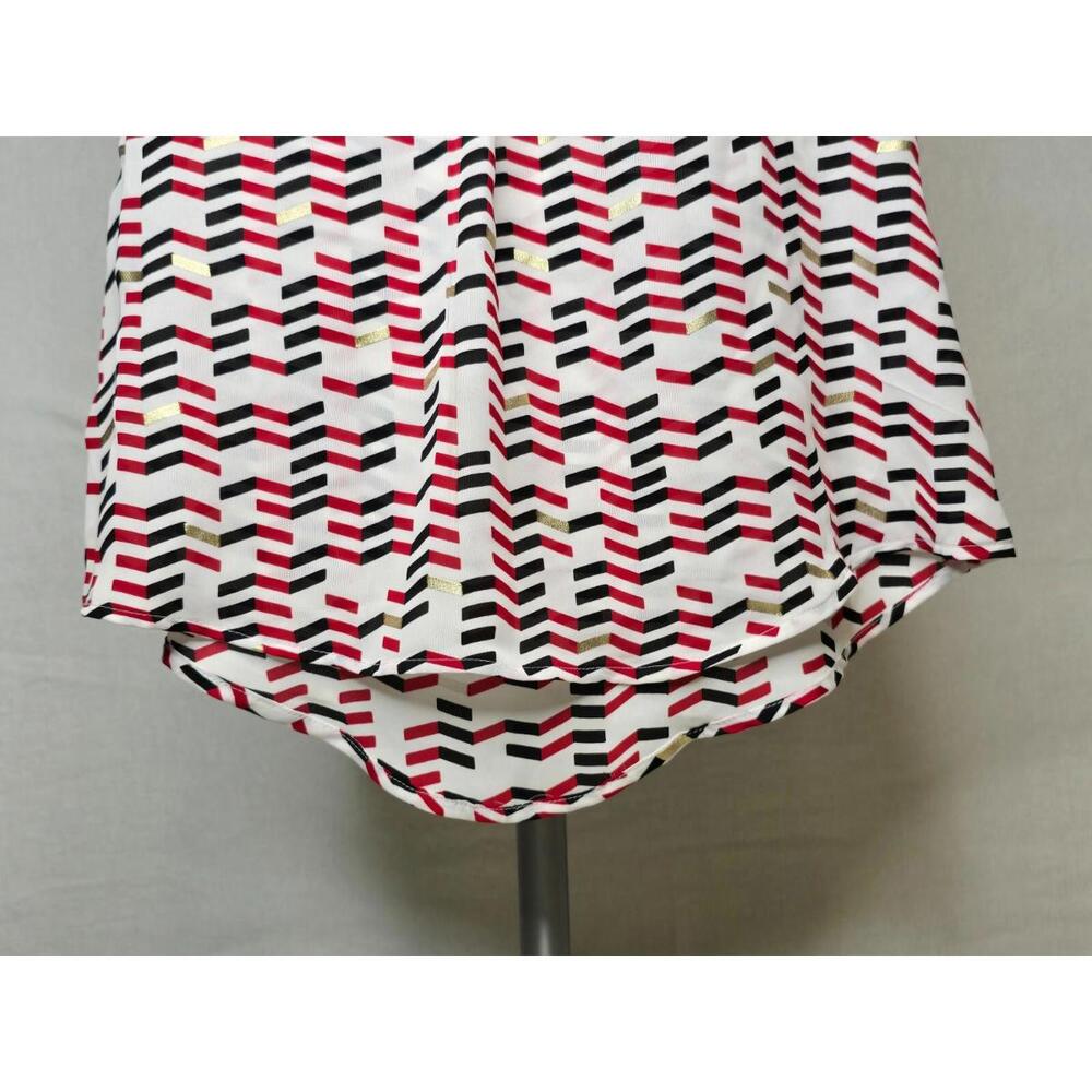 CANDIE'S WHITE‎ RED BLACK & GOLD SLEEVELESS FLOWY WOMEN'S BLOUSE SZ: XSM EUC - Picture 6 of 9
